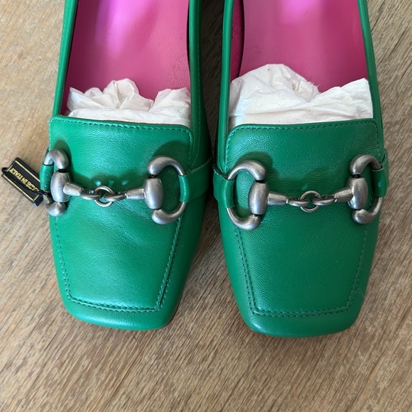 New Made In Italy Ferca 81 Women’s Green Leather Horsebit Hardware Pump Flats - Picture 5 of 7